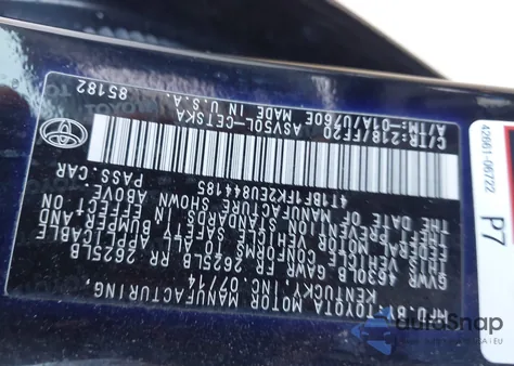 2014 Toyota Camry Se из США, поврежденный, VIN 4T1BF1FK2EU844185